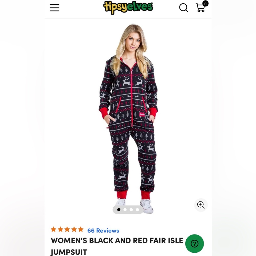 Tipsy Elves Black and Red Fair Isle Pajama Onesie